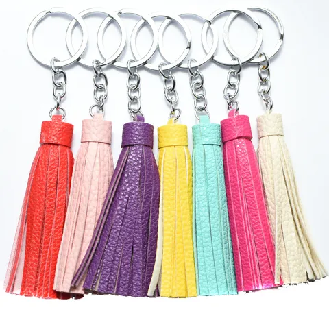 PU Leather Tassel Keychain Handbag Charm Bag Pendant Cute Tassels Key Ring Accessories For Women