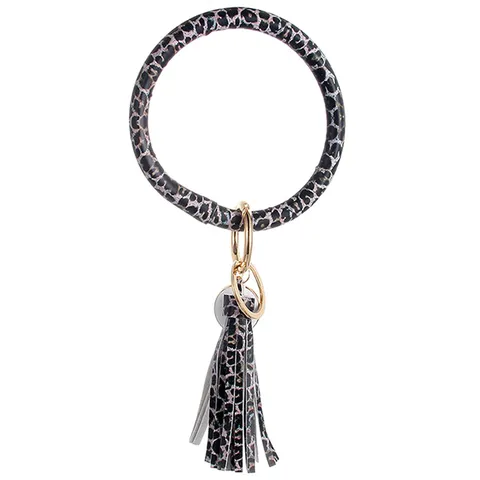 Portachiavi con Polsino in Pelle e Nappa Carino Stampa Leopardo Serpente Braccialetto Portachiavi Donna Ciondolo Borsa