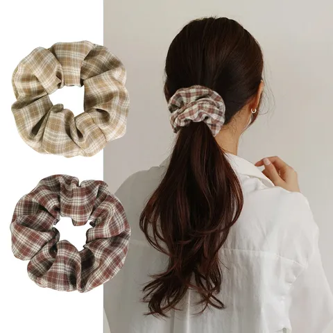 Fasce per Capelli a Quadri Autunno Inverno per Donna Tessuto Elegante Alta Elasticità Elastico Supporto per Coda di Cavallo Accessori Capelli