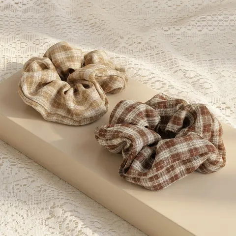 Fasce per Capelli a Quadri Autunno Inverno per Donna Tessuto Elegante Alta Elasticità Elastico Supporto per Coda di Cavallo Accessori Capelli