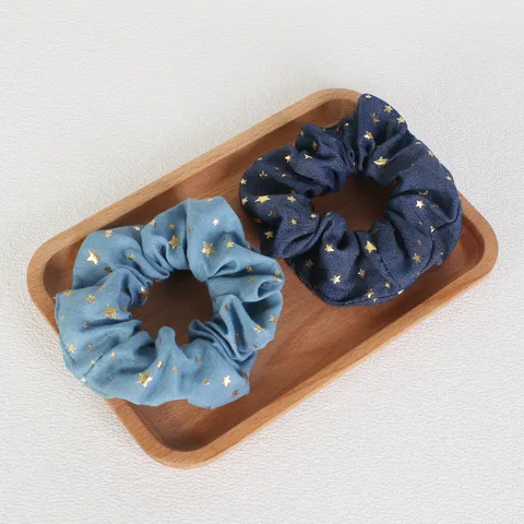 Scrunchies per Capelli in Tessuto con Stampa Stella Retro Coreana Corde Elastiche Supporto per Coda di Cavallo Accessori per Donne