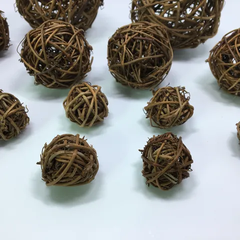 Natural Rattan Woven Ball Christmas Holiday Floral Arrangement Decoration Rustic Handcrafted Decorative Ball For Wedding Party Ornaments