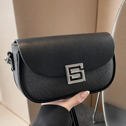 Women Fashion Crossbody Bag Vintage PU Leather Canvas Patchwork Saddle Bag Casual Small Square Shoulder Bag