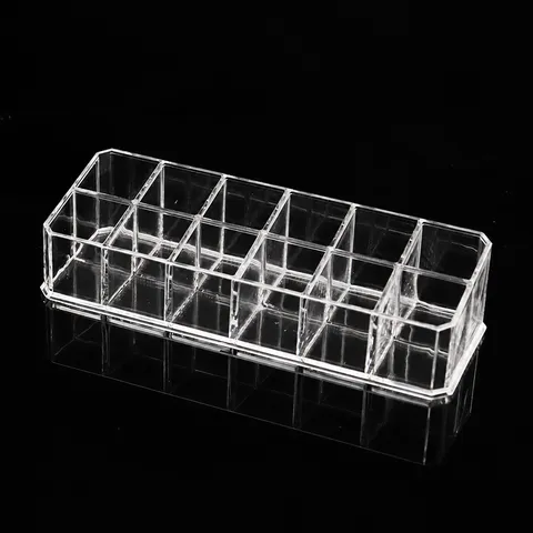 Organizador de Pintalabios de Acrílico Transparente 12 Rejillas Soporte de Almacenamiento de Maquillaje Soporte de Exhibición Cosmética