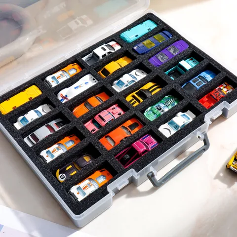 Caja de Almacenamiento de Plástico Transparente Portátil Organizador de Vitrina de Coche de Juguete de Mano para Coches de Modelos de Aleación en Miniatura