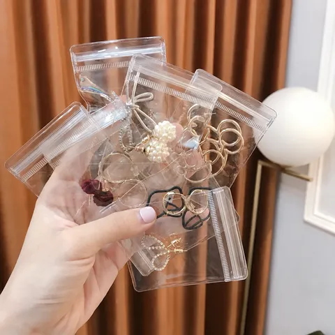 Bolsas Autosellantes de PVC Transparente Bolsas de Plástico Claras Pequeñas Reutilizables Para Joyas Pendientes Almacenamiento