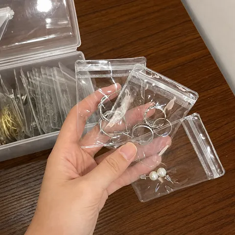Bolsas Autosellantes de PVC Transparente Bolsas de Plástico Claras Pequeñas Reutilizables Para Joyas Pendientes Almacenamiento