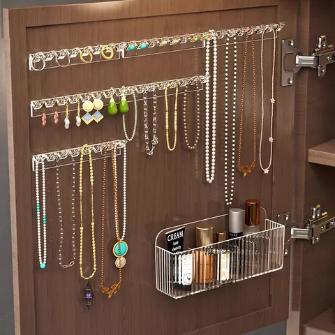 Organizador de Joyas de Acrílico Transparente Montado en la Pared Soporte para Collar Ganchos Múltiples Expositor de Pendientes para el Hogar