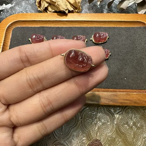 Natural Strawberry Quartz Pixiu Pendant Crystal Auspicious Beast Charm For Jewelry DIY Bracelet Necklace Making Accessories