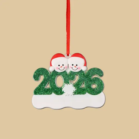 2026 Ciondolo Piatto in Acrilico Famiglia di Pupazzi di Neve di Natale Per Decorazione Albero di Natale Ornamento da Appendere Decorazioni per la Casa