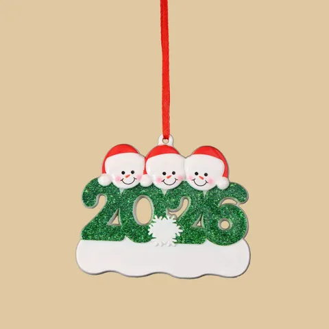 2026 Ciondolo Piatto in Acrilico Famiglia di Pupazzi di Neve di Natale Per Decorazione Albero di Natale Ornamento da Appendere Decorazioni per la Casa