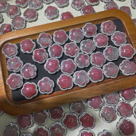 Ciondoli per Gioielli Fai da Te in Cristallo Naturale Cuore e Fiore Strass Intarsiato Bordo in Rame Perline Sfuse per Braccialetto Collana