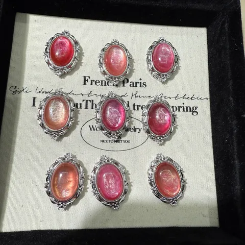 Cabochon in Pietra Preziosa Lepidolite Montatura in Rame Accessori per Creazione Gioielli DIY Reperti in Pietra di Cristallo Ovale Minimalista