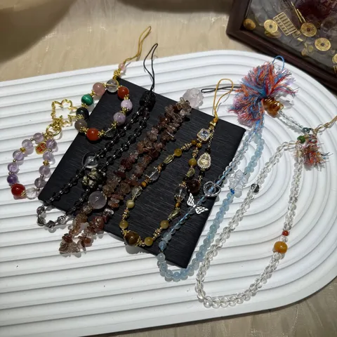 Ciondolo per Telefono in Pietra di Cristallo Naturale Cordino per Telefono Cellulare con Perline Accessori Fatti a Mano Regalo di Gioielli