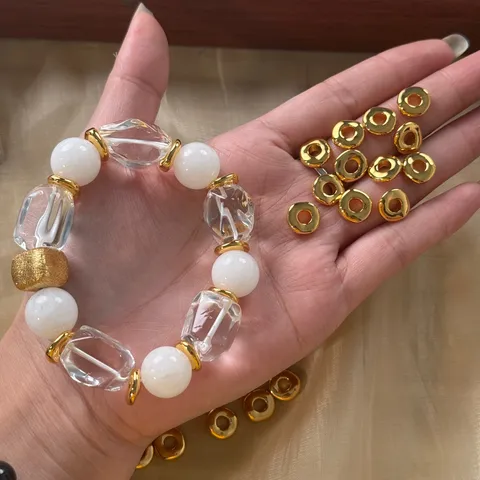 Placcato Oro 18K Stile Lava Irregolare Geometrico Cavo Perline Distanziatrici Per Accessori Per Creazione Di Gioielli Fai Da Te
