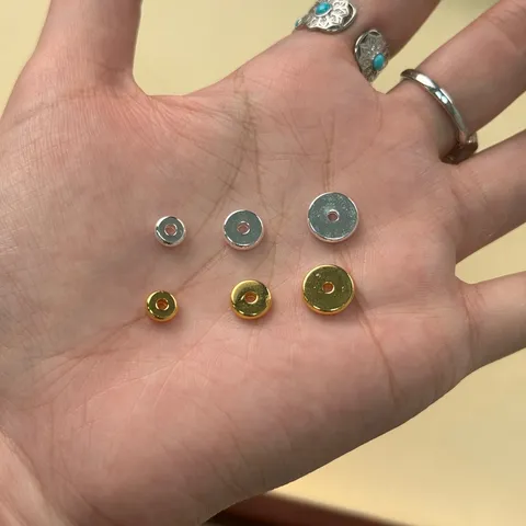 Argento Sterling 925 Rame Perline Distanziali Tonde Lisce Guarnizione DIY Braccialetto Collana Componenti per Gioielli