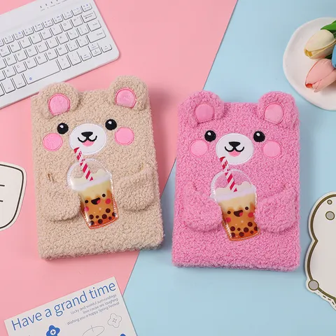 Cute Bear Plush Notebook Cartoon Children Memo Pad Kawaii Diary Book Cute Animal Gift For Kids And Teens