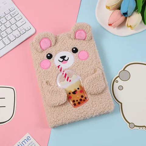 Cute Bear Plush Notebook Cartoon Children Memo Pad Kawaii Diary Book Cute Animal Gift For Kids And Teens