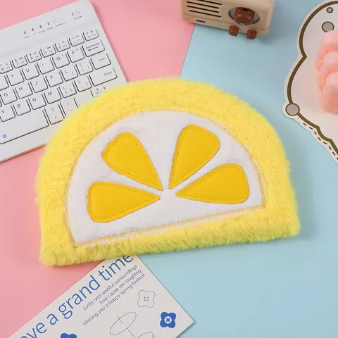 Creative Semi-Circular Plush Notebook Cartoon Cute Diary Rainbow Fruit Memo Pad Student School Stationery Gift