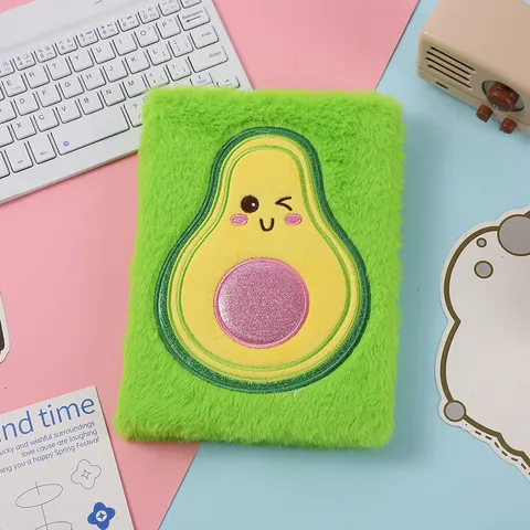 Cute Cartoon Avocado Dinosaur Plush Notebook Soft Cover Student Diary Kawaii Memo Notepad Writing Stationery Gift