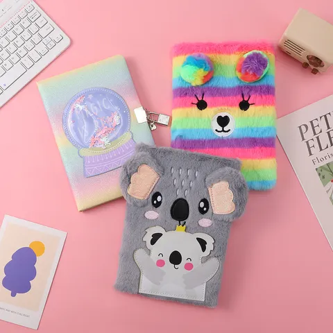 Children Cute Plush Notebook Cartoon Animal Diary Student Writing Journal Soft Cover School Stationery Gift