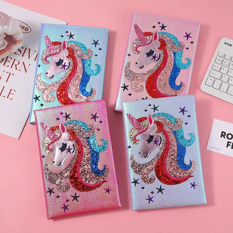 Cute Unicorn Rabbit Plush Notebook Embroidered Sequin Diary Book Kawaii Writing Pad Student School Stationery Gift