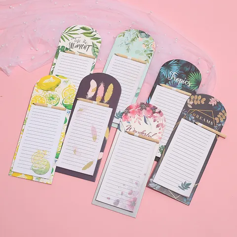 Creative Colorful Magnetic Sticky Notes Portable Memo Pad Cute Student DIY Diary Notebook With Wooden Pencil