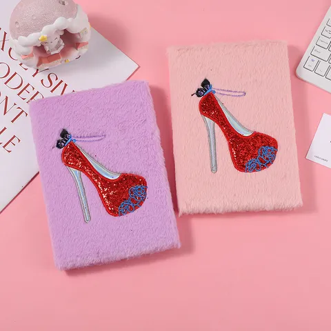 Cute Cartoon Plush Notebook Fluffy Embroidered Diary Journal Soft Writing Notepad For Kids School Supplies