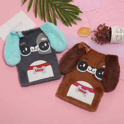 Cartoon Plush Dog Notebook Soft Cover Diary Journal Writing Book Student Animal Journal School Office Stationery Gift