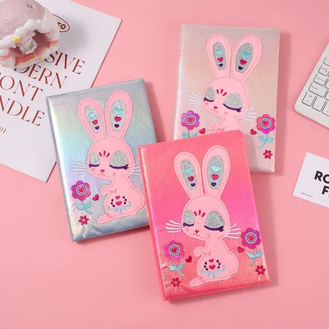 Cute Unicorn Rabbit Plush Notebook Embroidered Sequin Diary Book Kawaii Writing Pad Student School Stationery Gift