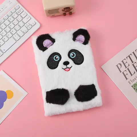Cuaderno de Peluche de Animal Lindo Diario de Dibujos Animados Bloc de Notas Libro de Diario Suave y Esponjoso Regalo de Papelería de Escritura Para Niños Estudiantes