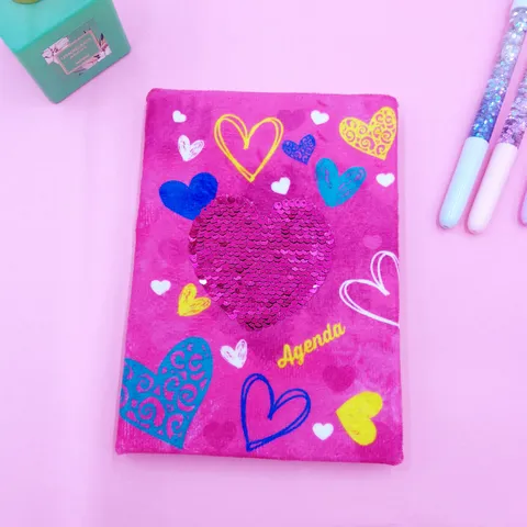 Cute Plush Sequins Notebook Creative Diary Book Lined Journal Student School Stationery Writing Pad