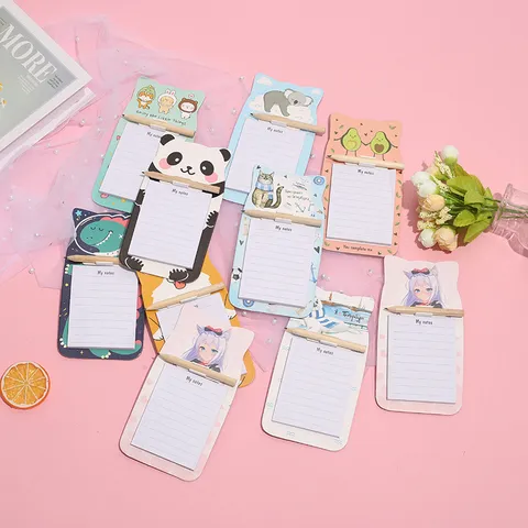 Cute Cartoon Magnetic Notepad Memo Pad Refrigerator Sticker With Wooden Pen Office School