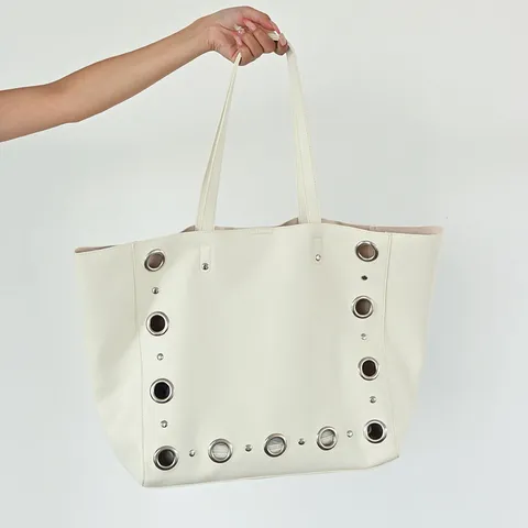 Minimalistische PU Leder Tragetasche Große Kapazität Lässige Umhängetasche Mit Metallnieten Einfache Tägliche Handtasche Für Damen