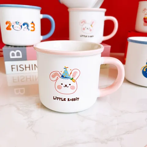Ins Creative Cartoon Rabbit Ceramic Mug Cute Breakfast Milk Water Cup Children Drinkware Gift