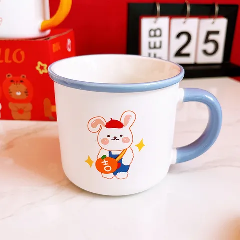 Ins Creative Cartoon Rabbit Ceramic Mug Cute Breakfast Milk Water Cup Children Drinkware Gift
