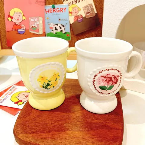 Ins Style Floral Ceramic Coffee Mug High Foot Relief Flower Design Afternoon Tea Cup For Home Kitchen Tableware