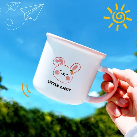 Taza de Cerámica de Conejo de Dibujos Animados Lindo con Asa Novedad Animal Café Leche Taza Desayuno Regalo para Hogar Oficina