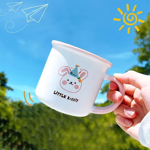 Taza de Cerámica de Conejo de Dibujos Animados Lindo con Asa Novedad Animal Café Leche Taza Desayuno Regalo para Hogar Oficina