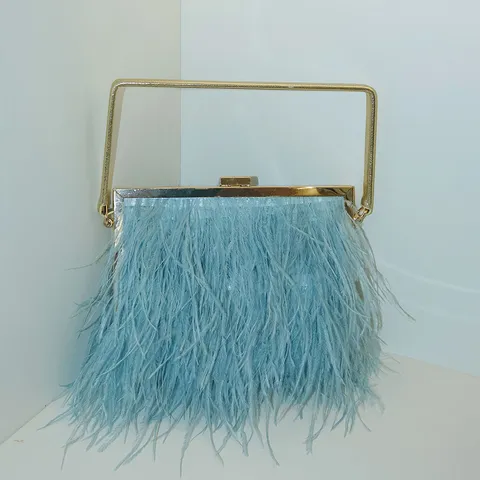 Damen Mode Abendtasche Feder Design Handtasche Umhängetasche Luxus Kleine Quadratische Tasche Metallgriff Damentasche