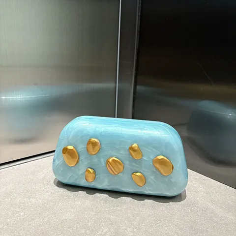 Minimalistische Akryl Umhängetasche Für Damen Trendige Matte Clutch Tasche Mit Goldener Stein Dekoration Mode Designer Handtasche Alltag