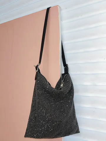Damen Strass Achseltasche Glänzende Kristall Umhängetasche Kleine PVC Lässige Crossbody Handtasche Modische Handtasche