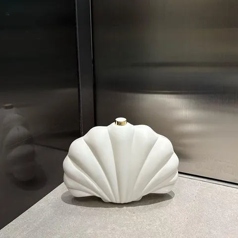Acryl Muschel Abendtasche Für Damen Mode Minimalistisch Einifarbig Umhängetasche Mit Kette Metallverschluss Clutch Tasche