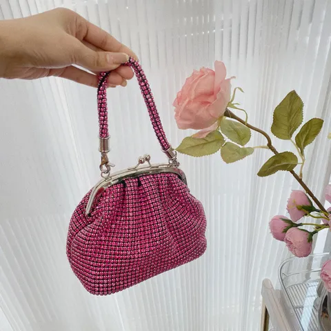 Mini Acryl Strass Abend Clutch Tasche Für Damen Luxus Glänzende Muschelförmige Umhängetasche Handtasche Mit Diamantkette