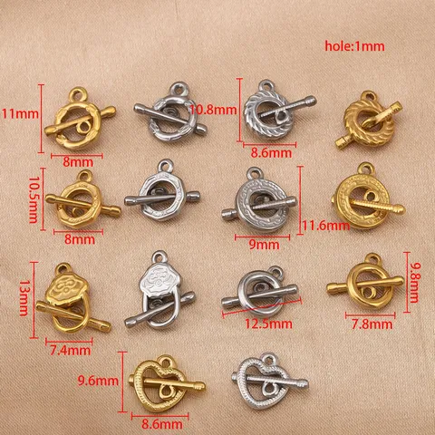Stainless Steel Heart and Round OT Clasp DIY Jewelry Findings Toggle Clasps for Bracelet Necklace Making Accessories