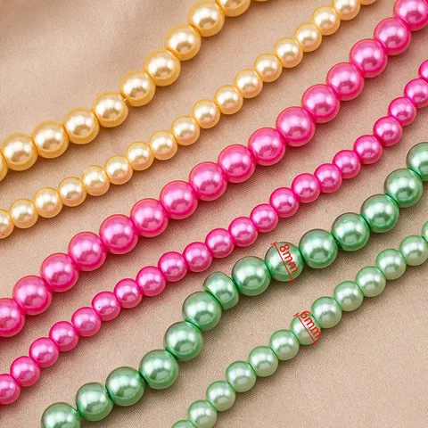 Perles Vrac en Perle d'Imitation Émaillée de Verre Brins de Perles Rondes Pour DIY Bracelet Collier Accessoires de Fabrication de Bijoux