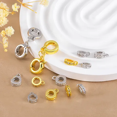 Rame DIY Distanziatore Perla Ciondolo Fibbia Multi Stile Rotondo Vuoto Strass Gioiello Accessori Per Bracciale Collana