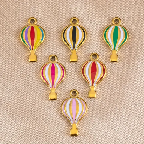 Colgante Abalorio Esmaltado Globo Aerostático de Acero Inoxidable 304 Accesorios de Fabricación de Joyas DIY Para Pulsera Colgante Llavero