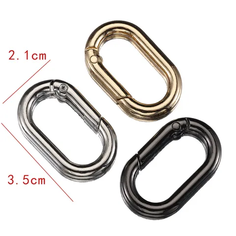 Simple Alloy Bag Hardware Spring O Ring Keychain Long Oval Carabiner Snap Hook