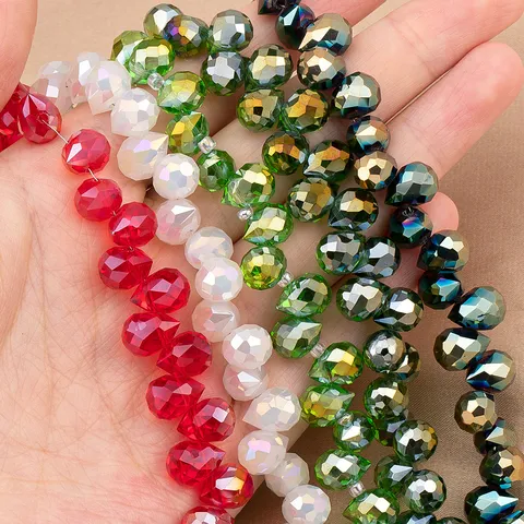 Faceted Crystal Glass Loose Beads AB Color DIY Spacer Beads For Bracelet Necklace Car Hanging Jewelry Making Craft